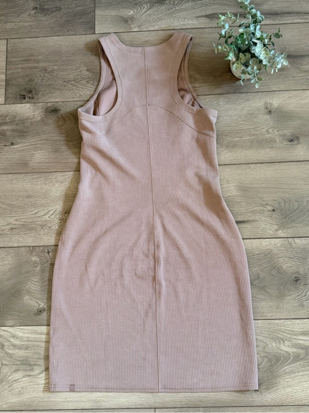 LULULEMON Ribbed Softstreme Slim-Fit Tank Dress Taupestatic Size 8 - Picture 9 of 10